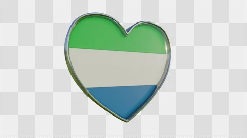 Sierra Leone Flag in the Shape of 3D Heart. Stock Footage 140011292
