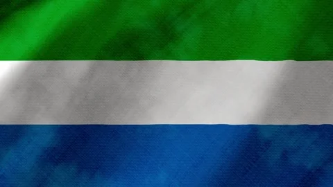 Sierra leone flag waving background with real fabric texture Stockbeeldmateriaal 291918482