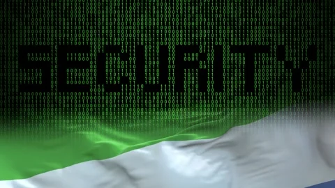 Sierra Leone flag - Waving flag on matrix binary code background Stock Footage 321422554