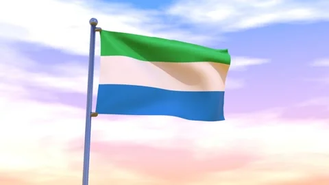 Sierra Leone Flag waving in the high wind Stock Footage 155459174