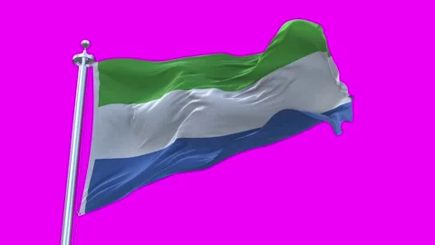 Sierra Leone Flag Waving in Loopable and Textured green screen background Stock Footage 296876245