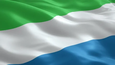 Sierra Leone Flag Waving Silk Fabric Texture National Pride Background Stock Footage 334629097