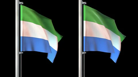 Sierra Leone flags loop pack 3 in 1 with background and loop 7sec Stock Footage 36754246