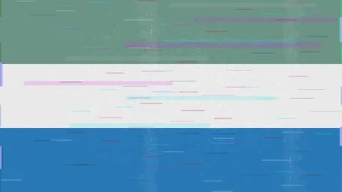 Sierra Leone Glitch Flag Vector - RGB Split Digital Video Frame Design Stock Illustration