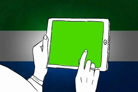 Sierra Leone - Hand-drawn - touchscreen flag - Illustration - SD Stock Footage 90634593