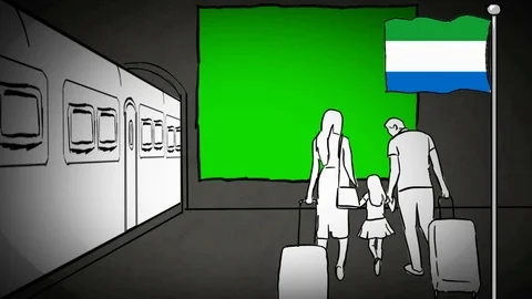 Sierra Leone - Hand-drawn - train station - Illustration Stock Footage 90634455