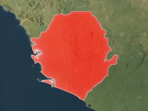 Sierra Leone highlighted on realistic map Stock Illustration