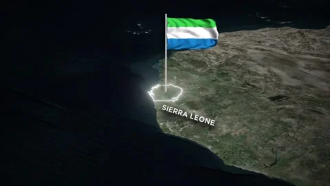 Sierra Leone Map Animation, Waving of National Flag, Glowing Border on World Map Stock Footage 334131138