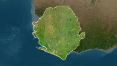 Sierra Leone Map Extract Glow Satell Stock Video Pond5