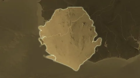 Sierra Leone Map Extract Glow Sepia Stock Video Pond5