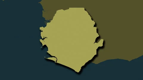 Sierra Leone map - extract. Shadow. Pattern. Labels Stock Footage 322943147