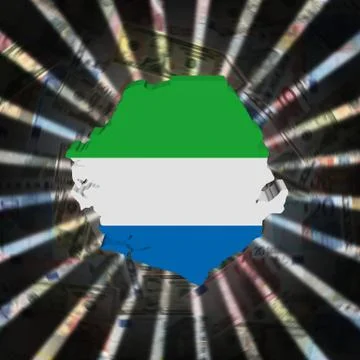 Sierra Leone map flag on currency burst illustration Illustrazione stock