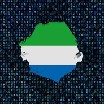 Sierra Leone map flag on hex code illustration Stock Illustration