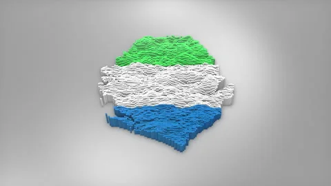 Sierra Leone Map with Flag Intro Background Stock Footage 315164723