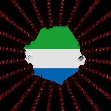 Sierra Leone map flag on red hex code burst illustration 库存插图
