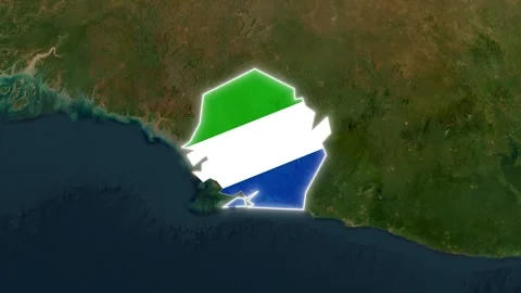 Sierra Leone map outline with flag motion video clip Stock-Footage 344418095