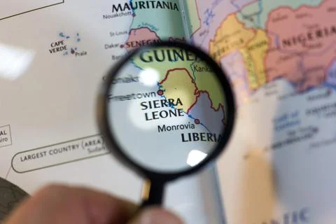 Sierra Leone on the map of the world. Stock Photos