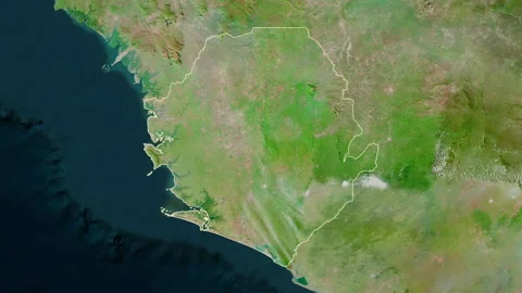 Sierra Leone Map Zoom Border Satelli Stock Video Pond5