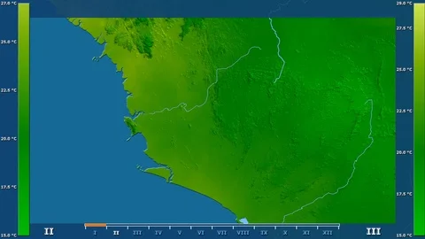 Sierra Leone - minimum temperature, raw data Stock Footage 92174653