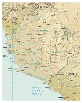 Sierra Leone physiography map Stock Illustration