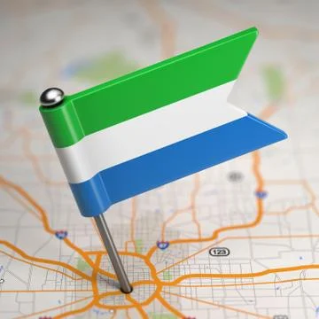 Sierra Leone Small Flag on a Map Background. Stock Illustration