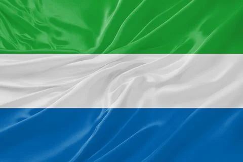 Sierra Leone Waving Flag Background with Detailed Fabric Texture Stock Illustration