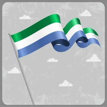 Sierra Leone wavy flag. Vector illustration Stock Illustration