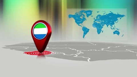 Sierra Leone World Map Pin Location Background Loop 4k Stock Footage 341771723