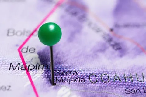 Sierra Mojada pinned on a map of Mexico Stock Photos