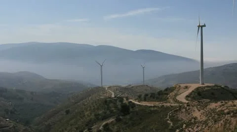 Sierra Nevada windmills 6 Stock Footage 10944598