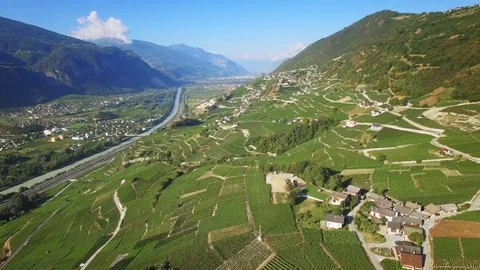 Sierre Switzerland Cinematic drone shot Stock Footage 72562453