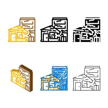 Siesmic collapse color icon vector edition Ilustración de archivo