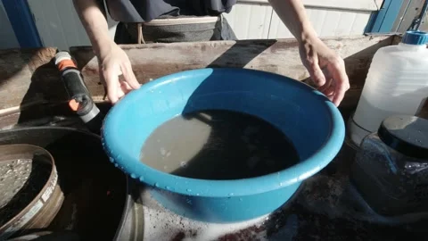 Sieve analysis. Sieving sediment samples. Marine sediments 動画素材 150733086