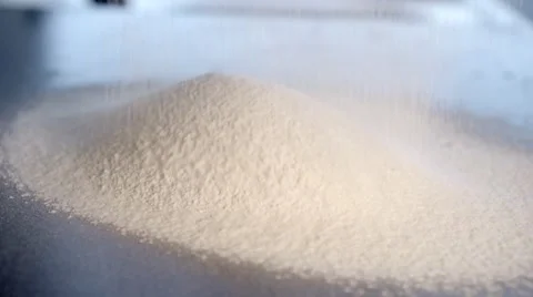 Sieving Flour Onto A Work Surface. Slow Motion. Stock Footage 60928277