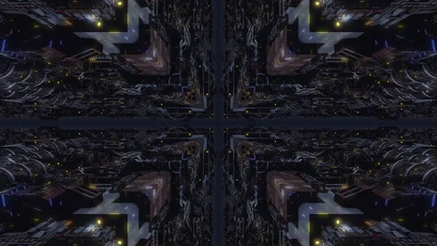 SiFi Space Basement A1 night kaleida2 Stock Footage 244809290