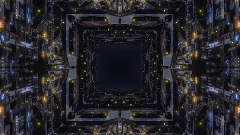 SiFi Space Basement A1 night kaleida3 Video stock 245371072