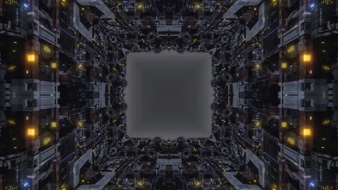 SiFi Space Basement B1 night kaleida3 Stock Footage 245372687