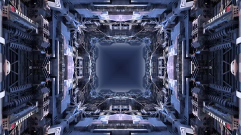 SiFi Space Basement C1 kaleida3 Stock Footage 245373622