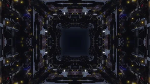 SiFi Space Basement C1 night kaleida3 Stock Footage 245373918