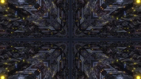 SiFi Space Basement D1 night kaleida2 Stock Footage 244807786