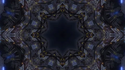 SiFi Space Basement D2 night kaleida2 Stock Footage 244808804
