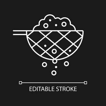 Sift cooking ingredient white linear icon for dark theme Stock Illustration