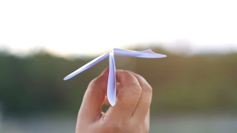 Sift the paper plane in the evening. Stock Footage 96705997