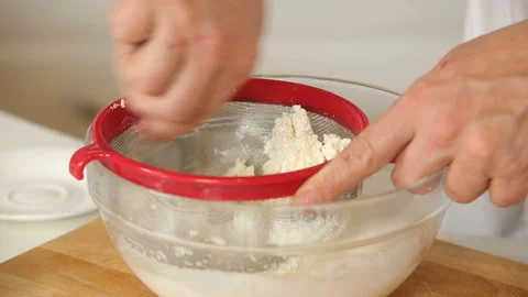 Sifting and mashing strained curd while ... | Stock Video | Pond5
