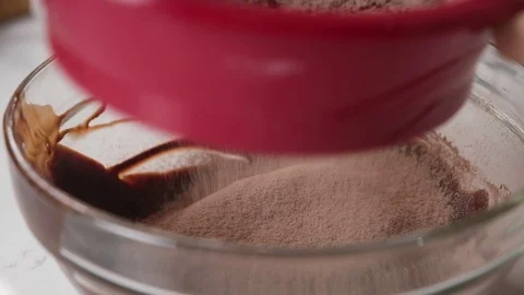 Sifting flour for baking cake and bakery. Stock Footage 124078055