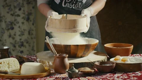 Sifting flour Stock Footage 138127010