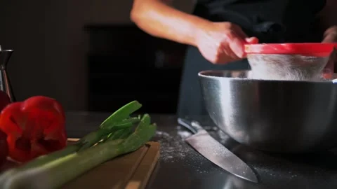 Sifting Flour: Preparing Lasagna, a Healthy and Traditional Italian Dish Stock Footage 332770612