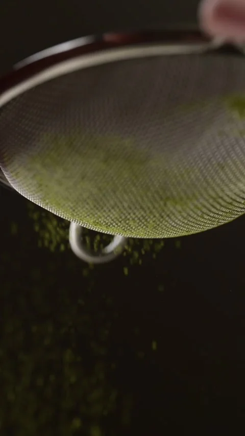  sifting matcha with sieve Stock Footage 270190423