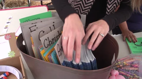 Sifting through Cards Stock Footage 58707109