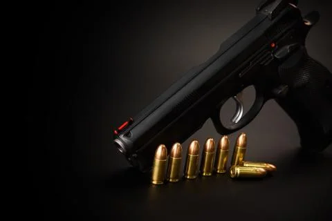 Sig sauer on a black background Stock Photos